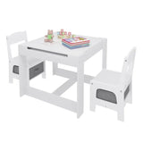 BukkitBow 3-in-1 kinderactiviteitstafel met omdraaibaar schoolbord, opbergruimte en stevig ontwerp, afmetingen 63x63x51cm.