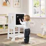 BukkitBow 3-in-1 Montessori leertoren met kinderstoel en bureau, ontworpen voor jonge kinderen om veilig te leren en spelen.