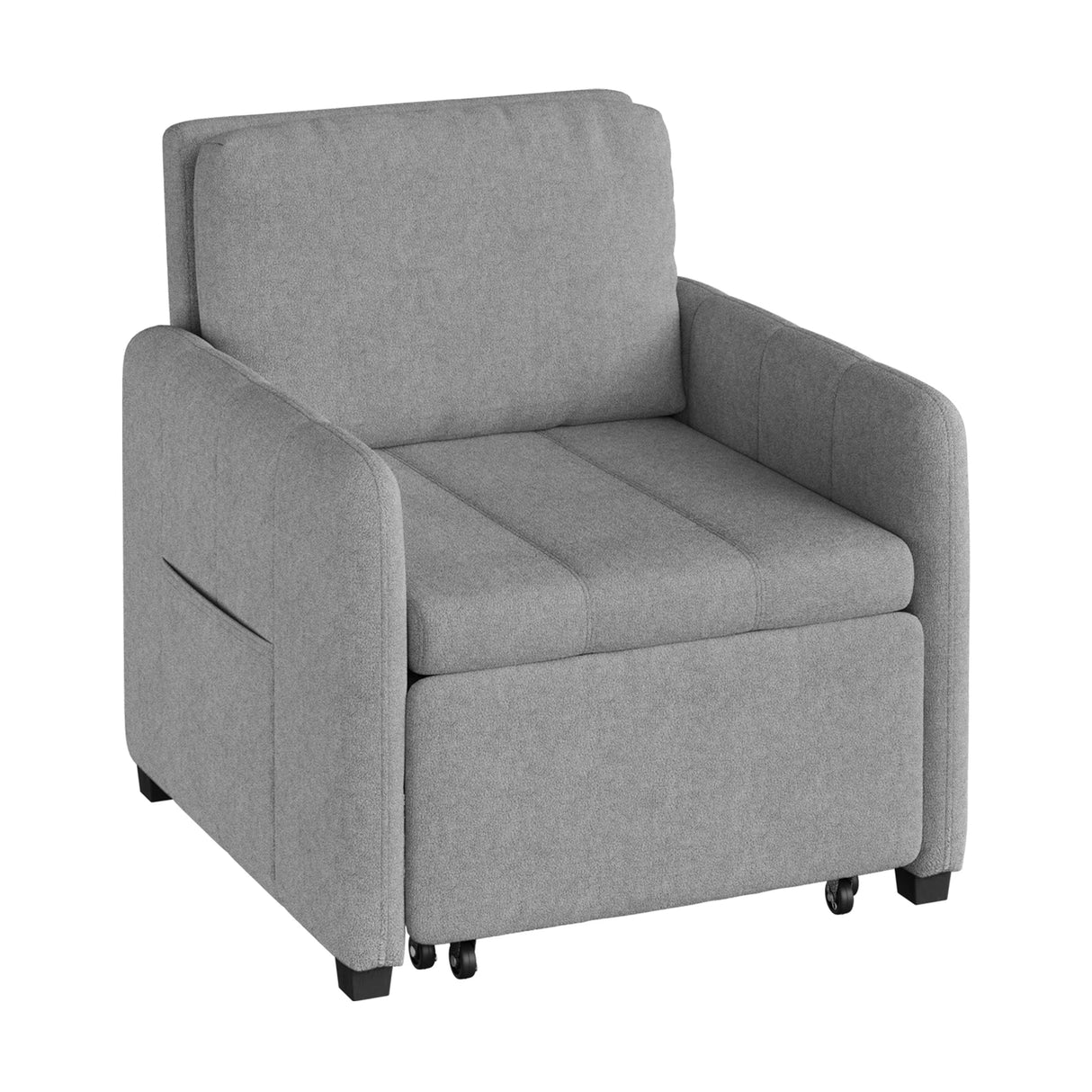 Grijze BukkitBow 3-in-1 slaapstoel met slaapfunctie en verstelbare rugleuning, 235 cm lang, ligstoel voor comfortabel gebruik