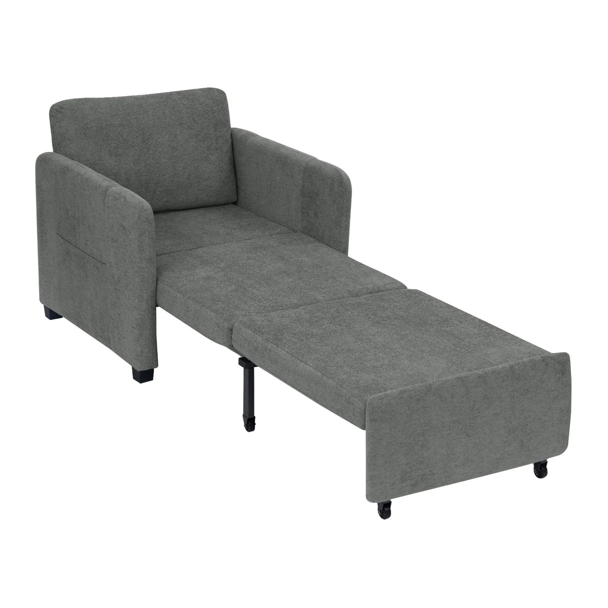 Grijze BukkitBow 3-in-1 slaapstoel met slaapfunctie en verstelbare rugleuning, 235 cm lang, ligstoel in moderne stijl