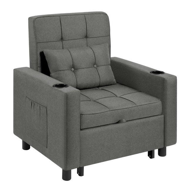 BukkitBow 4-in-1 slaapstoel met bekerhouders en verstelbare rugleuning, ligstoel voor ontspanning en comfort