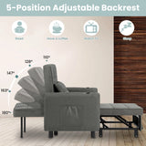 BukkitBow 4-in-1 slaapstoel met bekerhouders, verstelbare rugleuning en comfortabele ligstoel in rustgevende setting