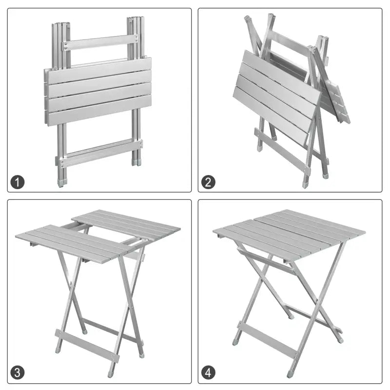BukkitBow aluminium inklapbare campingtafel, lichtgewicht en duurzaam ontwerp, afmetingen 50,5x46,5x60cm, geschikt voor kamperen.