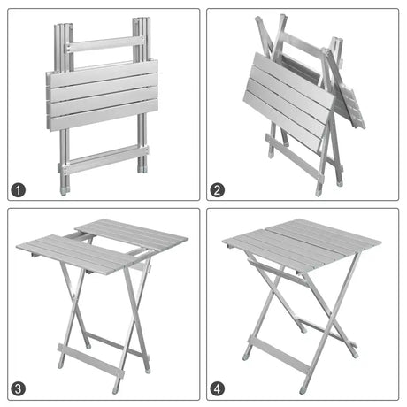 BukkitBow aluminium inklapbare campingtafel, lichtgewicht en duurzaam ontwerp, afmetingen 50,5x46,5x60cm, geschikt voor kamperen.