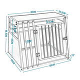 BukkitBow aluminium MDF hondentransportbox met trapeziumvorm, volledige ventilatie, zilver of zwart, 65x65x80cm, geschikt voor reizen.