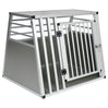 BukkitBow aluminium MDF hondentransportbox in trapeziumvorm, volledig geventileerd, zilver of zwart, 65x65x80cm
