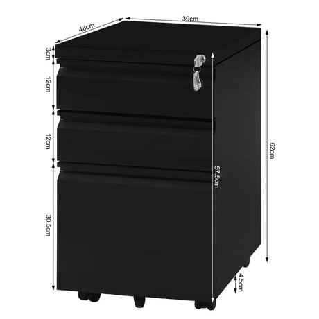 BukkitBow - Archiefkast met Slot - Opbergruimte met 3 Lades