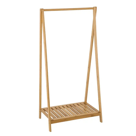 Bamboo kledingrek van BukkitBow met sterke opslag, natuurlijke kleur, 60x35x120cm, voor handdoeken en kleding, praktisch en stevig.