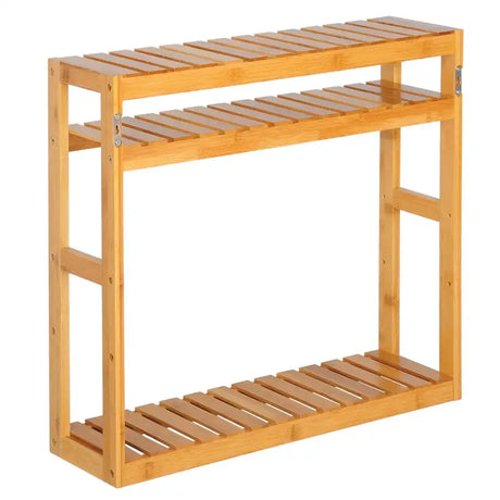 BukkitBow bamboe wandplank handdoekenrek met lade, duurzaam materiaal, 60x15x54cm, geschikt voor cosmetica en handdoeken