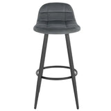 BukkitBow barkruk van fluweel met metalen frame, lage rugleuning, ergonomische voetsteun en modern design.