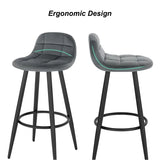 BukkitBow barkruk met fluwelen zitting, metalen frame, lage rugleuning en ergonomische voetsteun in modern design