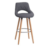 BukkitBow barkruk met linnen/stof of synthetisch leer, massief houten onderstel, ergonomisch en duurzaam, zithoogte 70 cm