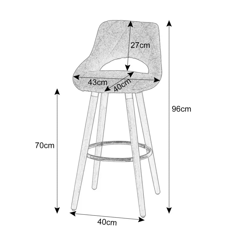 BukkitBow barkruk met linnen/stof of synthetisch leer en massief houten onderstel, ergonomisch en duurzaam, zithoogte 70cm