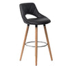 BukkitBow barkruk met linnen/stof of synthetisch leer en massief houten onderstel, ergonomisch en duurzaam, zithoogte 70 cm.