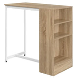 BukkitBow bartafel met planken en kast voor glazen, afmetingen 91x49x91 cm, houten afwerking en opbergruimte voor glazen.