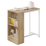 BukkitBow bartafel met houten planken, kast en opbergruimte voor glazen, afmetingen 91x49x91 cm, modern design.