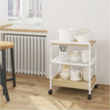 BukkitBow bijzettafel met afneembaar dienblad en rolbare opslagkar, modern design, houtlook afwerking, multifunctioneel gebruik