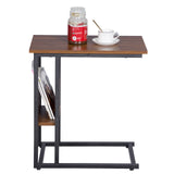 Industriele BukkitBow bijzettafel met opbergplank, zwart metalen frame en houten blad, geschikt voor woonkamer of slaapkamer