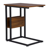 Industriele BukkitBow bijzettafel met opbergplank, geschikt voor woonkamer of slaapkamer, zwart metalen frame en houten blad.