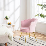 Velvet bloemvormige fauteuil van BukkitBow met zwarte metalen poten, comfortabele en stijlvolle zitplek in modern ontwerp