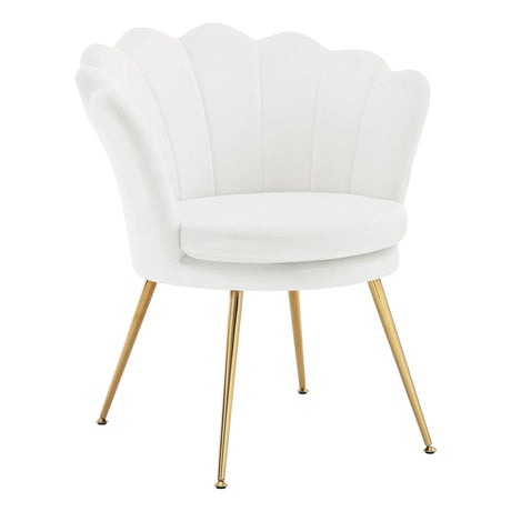Velvet bloemvormige fauteuil van BukkitBow met zwarte metalen poten, comfortabele en stijlvolle zitplek voor in huis