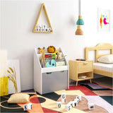 Kinderboekenkast BukkitBow met 3 planken en opbergruimte, ideaal voor kleuterschool en kinderkamer, houten displaykast voor boeken.