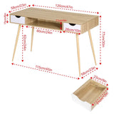BukkitBow bureau van stevig eikenhout met 2 laden en open compartiment, afmetingen 120x58cm, stijlvolle werkplek meubel