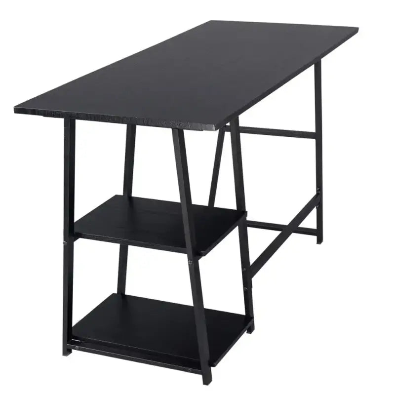 BukkitBow bureau met 2 opbergruimtes, spaanplaat tafelblad en metalen frame, 120x50cm werkstation voor thuis of kantoor