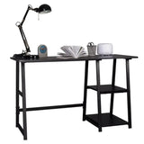 BukkitBow bureau met 2 opbergplanken, spaanplaat werkblad en metalen frame, 120x50cm, ideale werkstation voor thuis of kantoor.