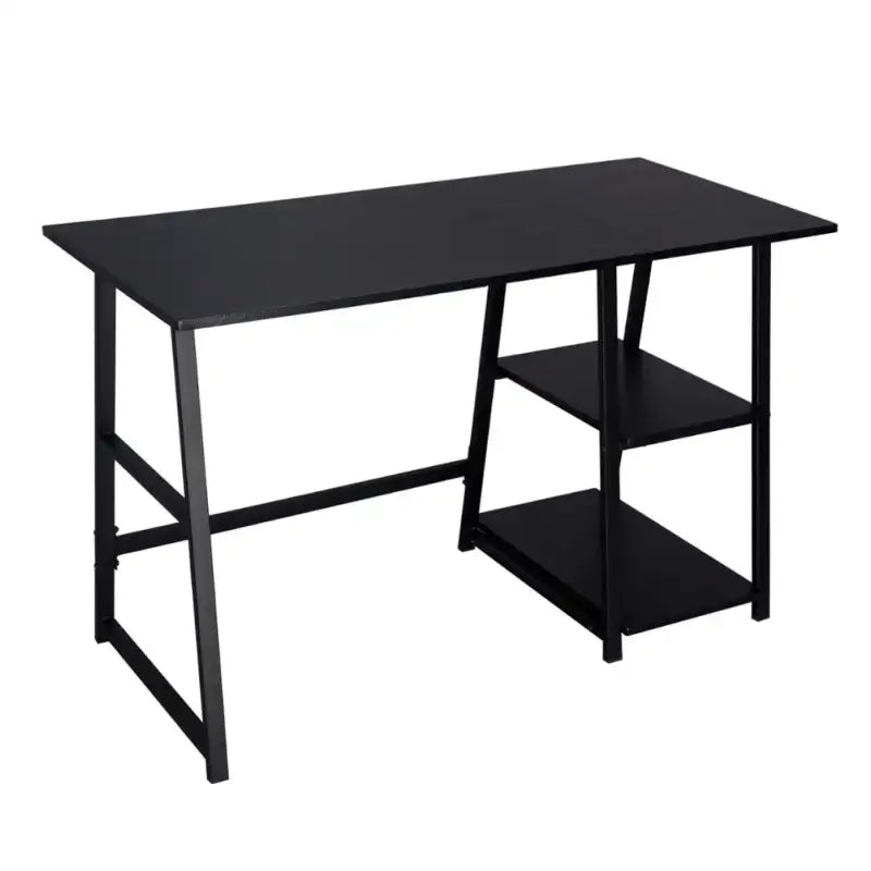 BukkitBow bureau met 2 opbergruimte planken, spaanplaat tafelblad en metalen frame, 120x50cm werkstation voor thuis of kantoor