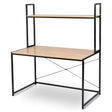 BukkitBow bureau met hout en stalen frame, 120x60x140 cm, inclusief opbergplank en draagvermogen van 50 kg.