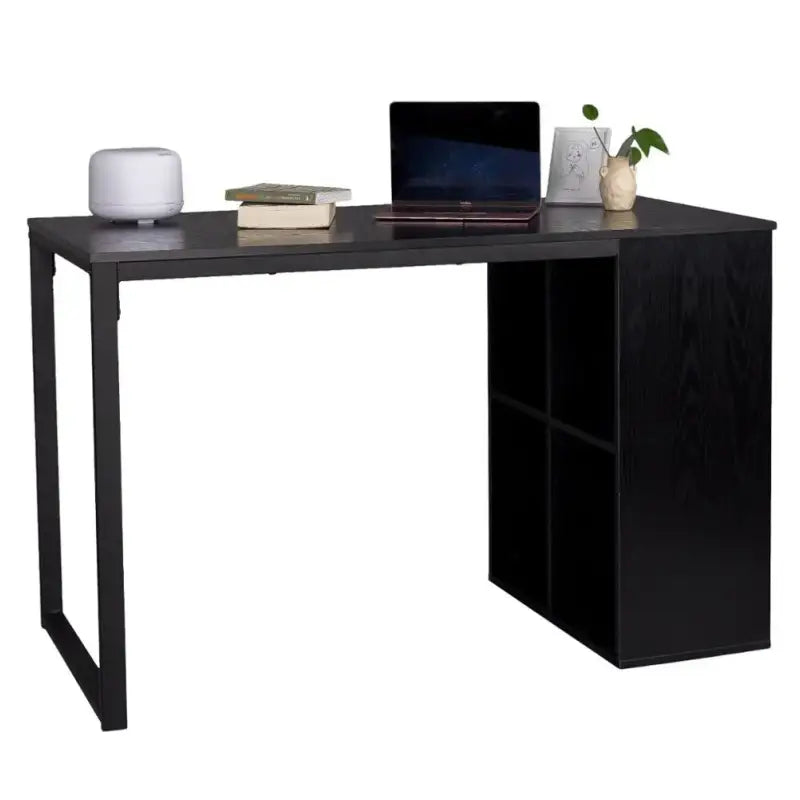 BukkitBow bureau met vakkenkast, spaanplaat tafelblad en metalen frame, 120x60cm werkstation voor thuis of kantoor