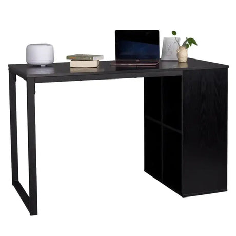 BukkitBow bureau met vakkenkast, spaanplaat tafelblad en metalen frame, 120x60cm, werkstation voor thuis of kantoor