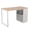 BukkitBow bureau met vakkenkast, spaanplaat tafelblad en metalen frame, 120x60cm werkstation voor thuis of kantoor