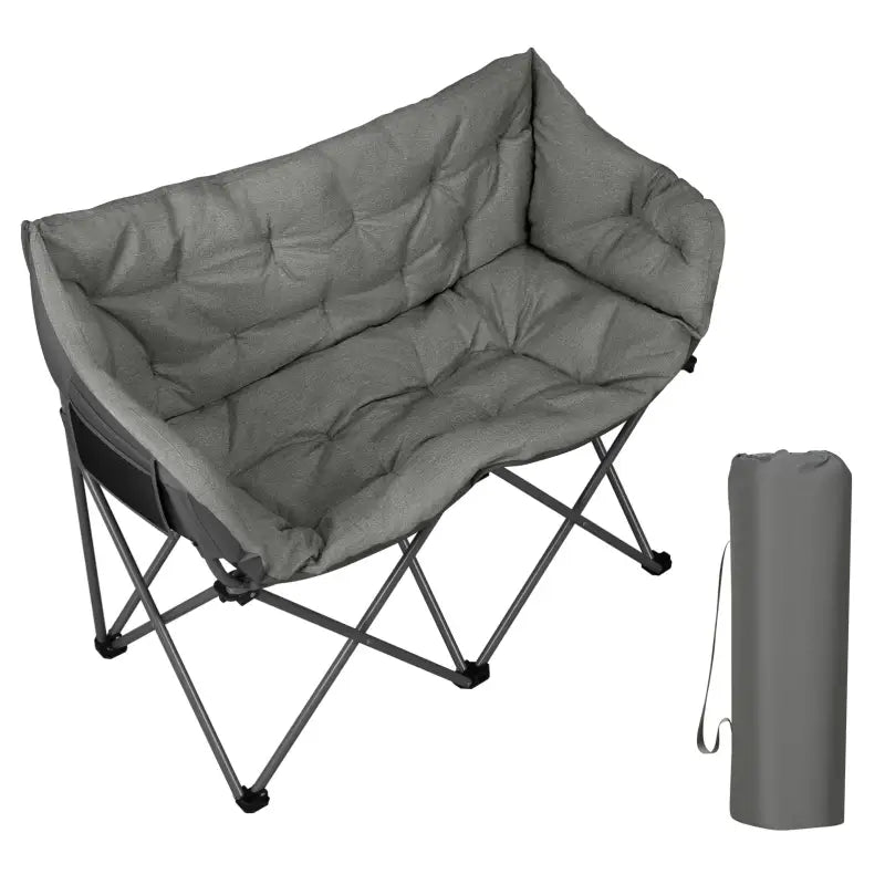 BukkitBow campingstoel voor 2 personen met gevoerde zitting, Oxford stof, draagbare hoes en 300 kg capaciteit.
