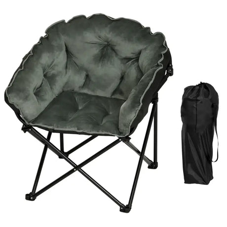 BukkitBow campingstoel met zachte fluwelen bekleding, draagbare opberghoes, geschikt tot 150kg, ideaal voor kamperen en buitengebruik
