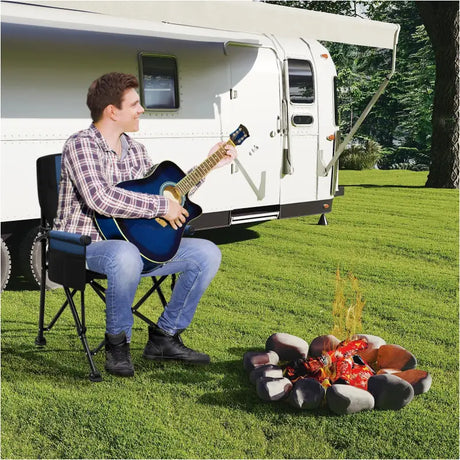 BukkitBow campingstoel en visstoel met bekerhouder, Oxford stof, draagbare opberghoes en lichte constructie.