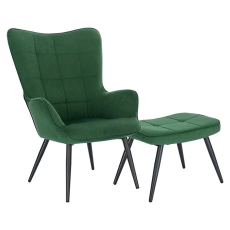 BukkitBow comfortabele fauteuil met bijpassende kruk, stevig en duurzaam, moderne uitstraling, afmetingen stoel 98x43x59cm, kruk 54,5x35,5x37cm