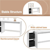 Wit BukkitBow compact bureau met planken en opbergruimte, 140,5x134x50 cm, geschikt voor thuis of kantoor.