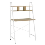 BukkitBow compact bureau met bovenplanken voor opslagruimte, afmetingen 84x46x140 cm, inclusief werkblad en opbergmogelijkheden