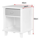 BukkitBow Compact nachtkastje waterbestendig met lade en open compartiment, 40x34x50cm, modern design, geschikt voor slaapkamer.