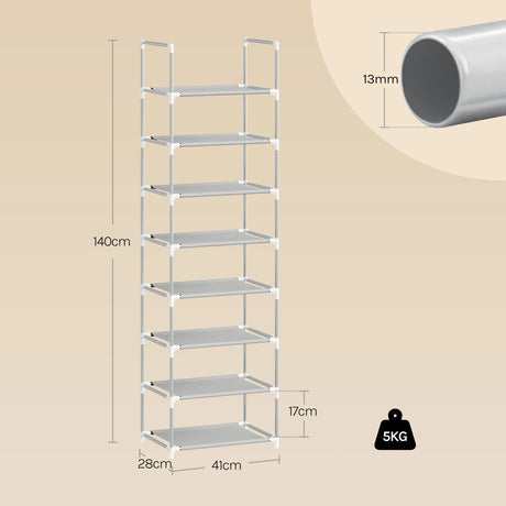 BukkitBow Compact schoenenrek met metalen buizen, stapelbaar en flexibel voor schoenenorganisatie.