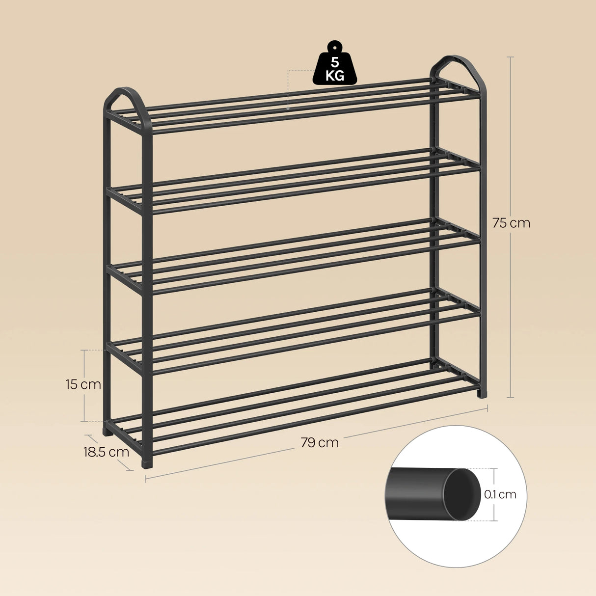 BukkitBow compact stalen schoenenrek met handgrepen en 4/5 niveaus, ideaal voor schoenenorganisatie en opslag
