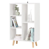 BukkitBow compacte boekenkast met 5 vakken, ruimte-efficiënt design, stevige planken, afmetingen 30x60x95cm, zwart houtlook.