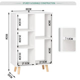 BukkitBow compacte boekenkast met 5 vakken, stevige planken, afmetingen 30x60x95cm, ruimte-efficiënt en duurzaam design