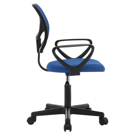 BukkitBow compacte bureaustoel met verstelbare hoogte van 41-53 cm en 100 kg draagvermogen, zwart en ergonomisch ontworpen.