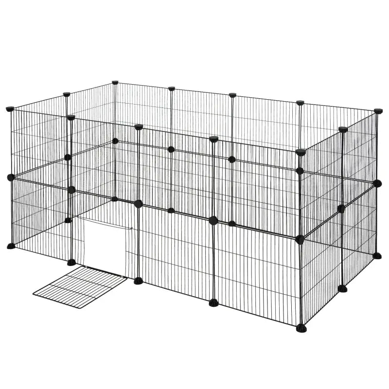 BukkitBow compacte knaagdierenren met 2 lagen, stevige panelen, ventilatie en veilige structuur, afmetingen 142x71x71cm.