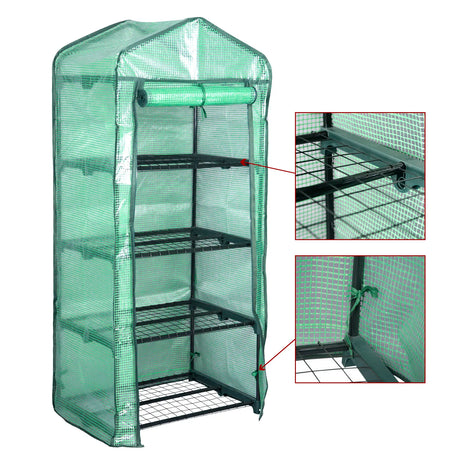 BukkitBow compacte foliekas met 4 niveaus, UV-bestendig, windvast, geschikt voor tuin en plantenkweek.