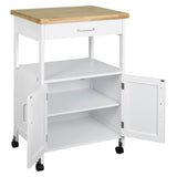 BukkitBow compacte keukentrolley met rubberhouten werkblad en opbergvakken, 60x90x44,5cm, als boekenkast of keukenkast.