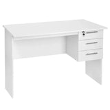 BukkitBow computerbureau met afsluitbare ladeblok, afmetingen 60x120x75 cm, zwart houten bureau voor kantoor of thuiswerk.